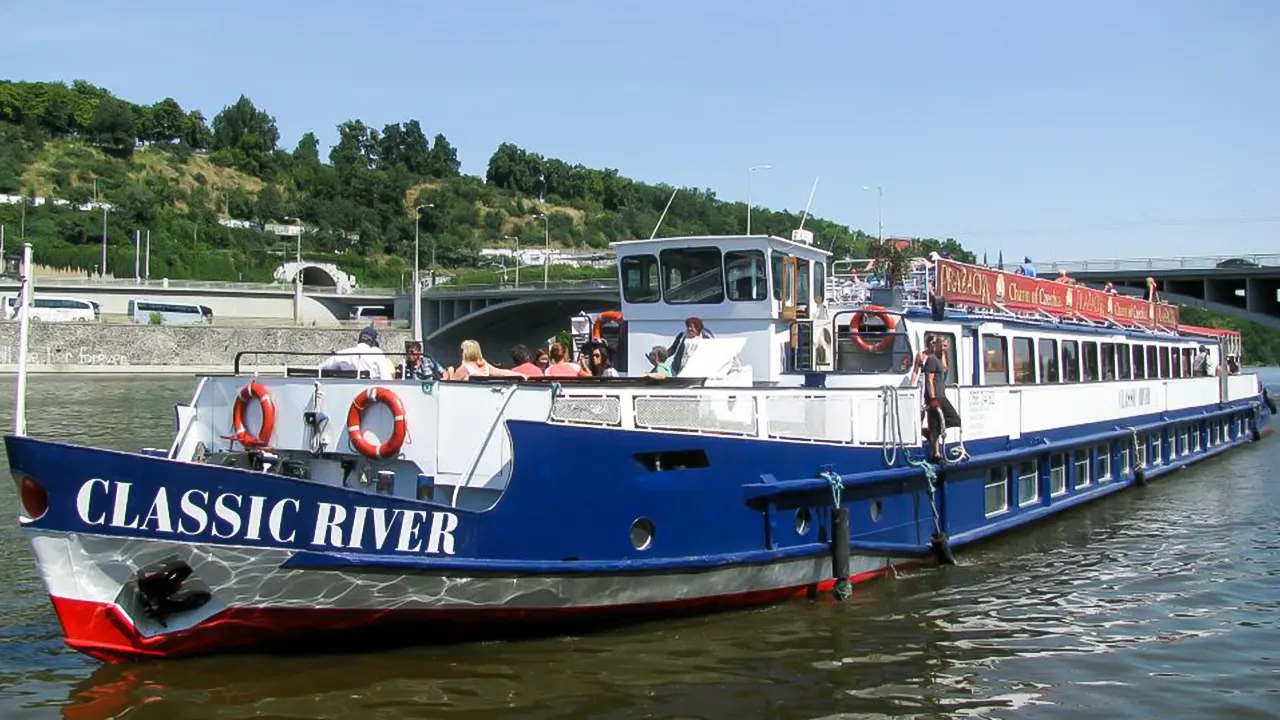 Hop-on-hop-off bus tour and Vltava river cruise