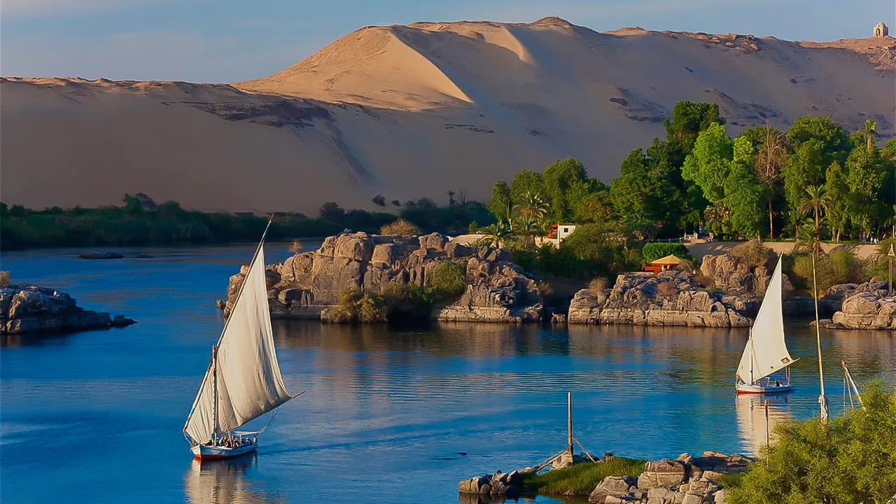 Riding a felucca on the Nile with an Egyptian meal